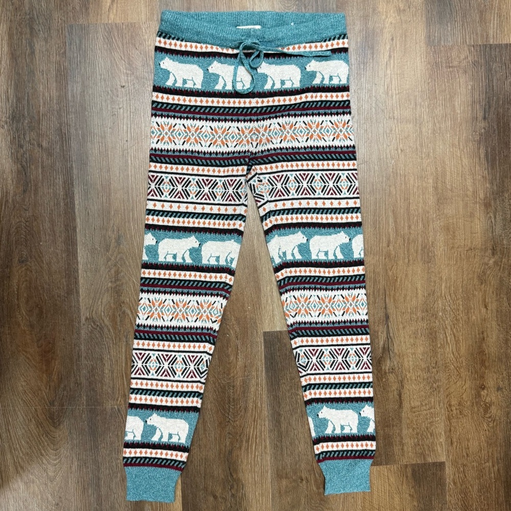 American Eagle Outfitters Teal and Brown Knit Fabric